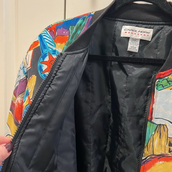 VINTAGE 80’s CAROL HORN SILK BOMBER JACKET - Picture 6 of 10